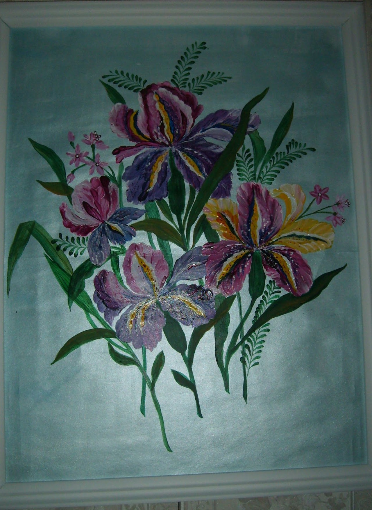 Irises, drawing paper, acrylic