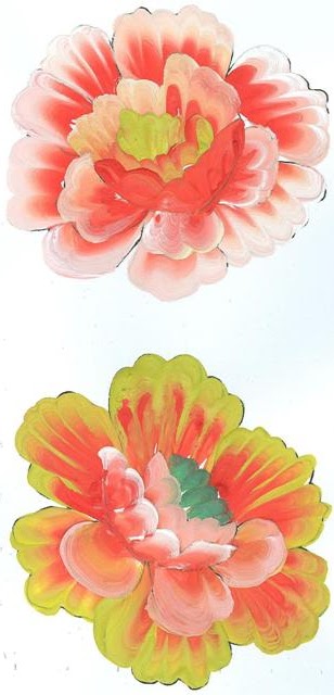 Flowers, drawing paper, acrylic