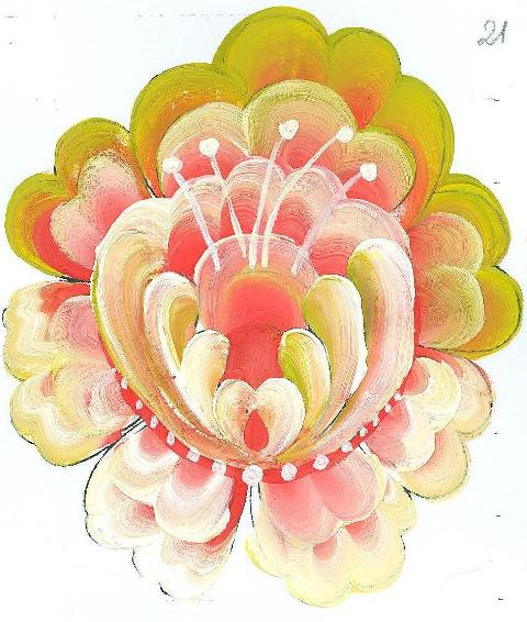 Flower, drawing paper, acrylic