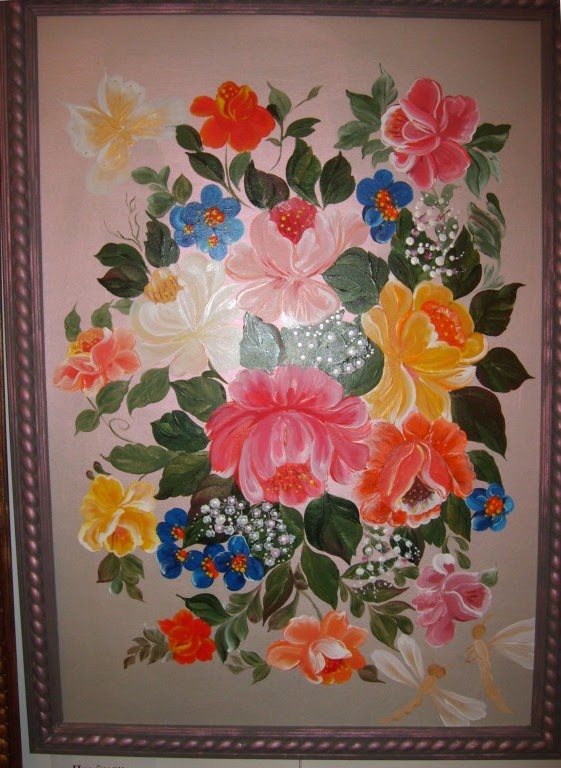 Flowers, drawing paper, acrylic
